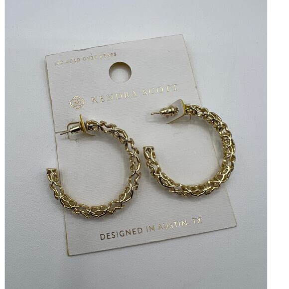 Kendra Scott Medium Hoop Earrings 14K Gold Over Brass Signed NEW - Picture 6 of 7